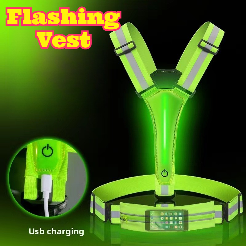 Reflective Vest Cycling - LED-Leuchtweste, reflektierende Warnweste mit hoher Sichtbarkeit,