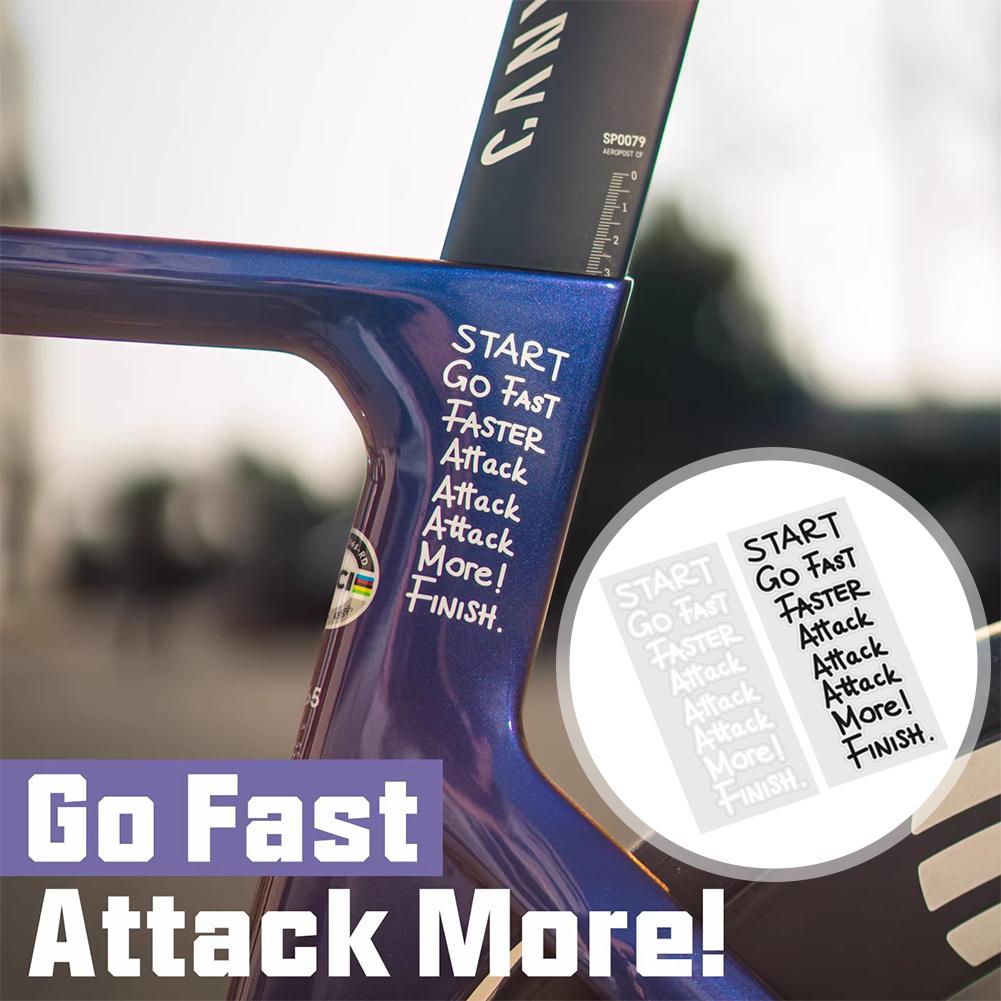 Cycling Quote - Fahrrad-Motivationszitat-Aufkleber „Go Fast Attack More“ Wasserdichter