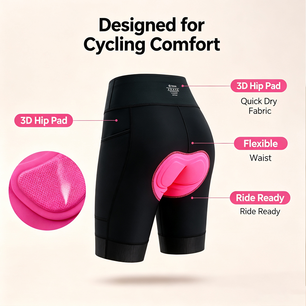 OZZOMM 1 Stück Damen 4D gepols – Cycling Shorts For Commute Bewertung und Preis