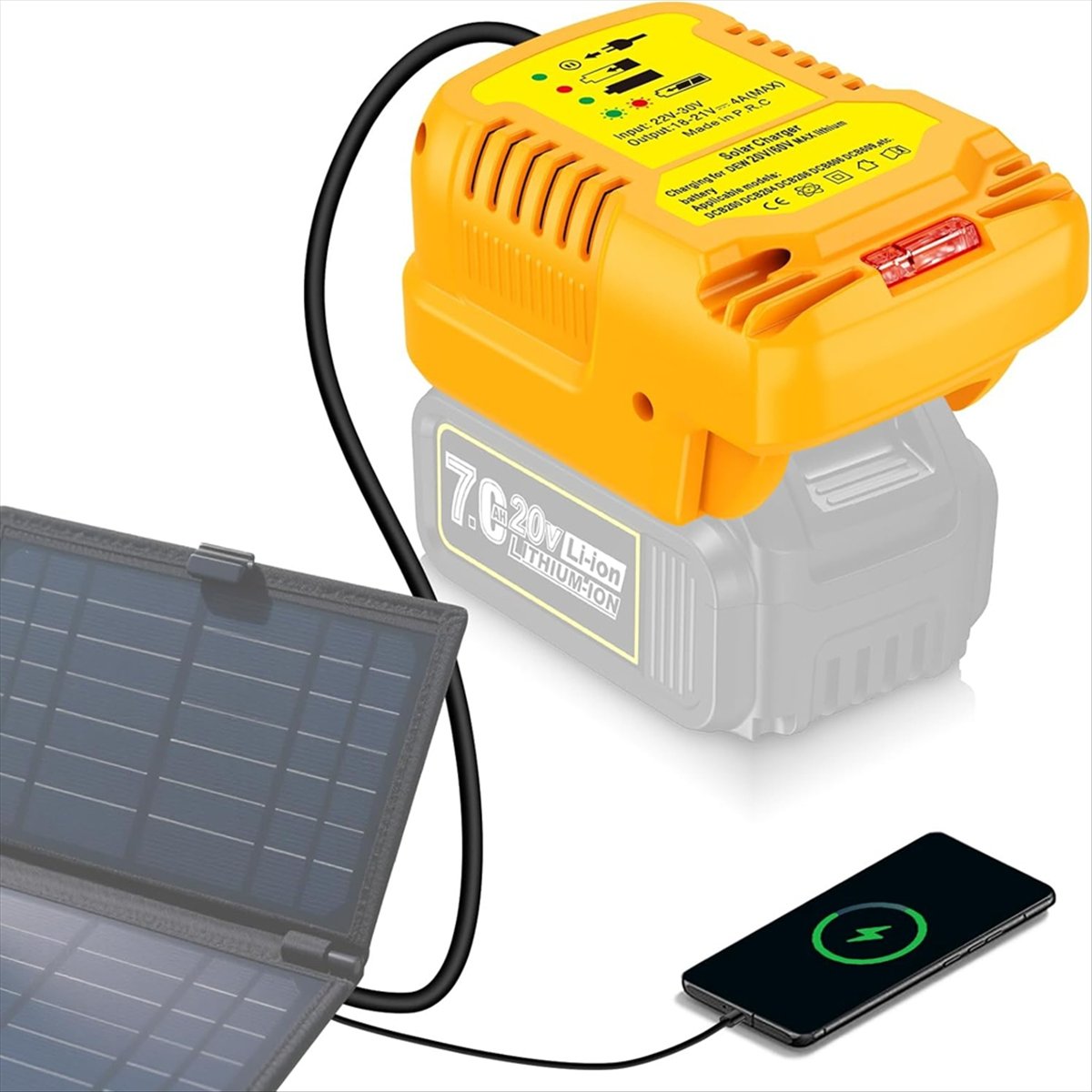Solar-Ladeadapter für Dewalt 2 – Usb Charger Dynamo Bewertung und Preis