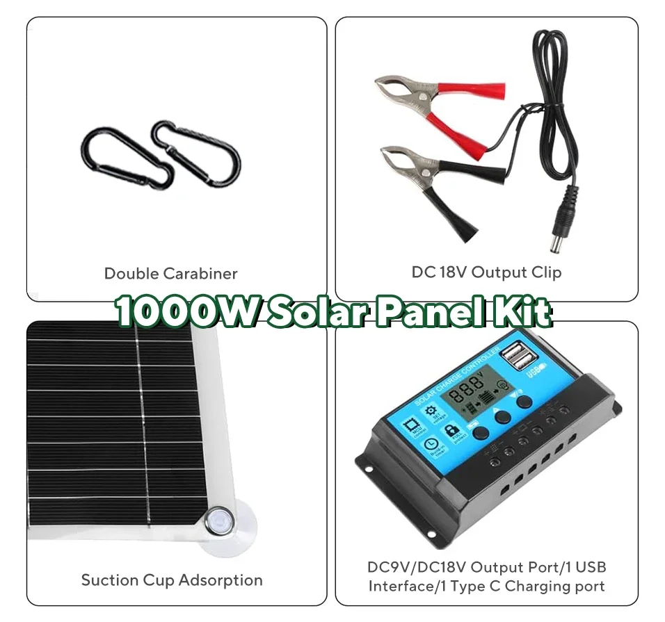1000W Solarpanel-Set, 12V Sola – Usb Charger Dynamo Bewertung und Preis